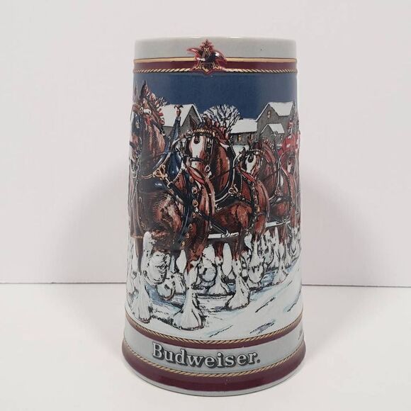 BUDWEISER SPECIAL EDITION 1989 HOLIDAY STEIN WINTER'S EVENING - Picture 2 of 11